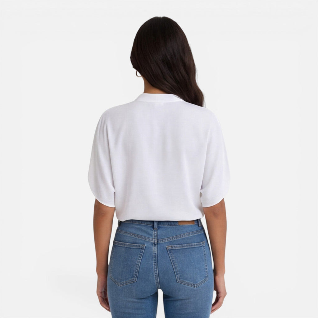 Women's Lightweight Chiffon V-Neck Blouse - Casual Summer Top