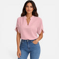 Women's Lightweight Chiffon V-Neck Blouse - Casual Summer Top