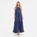 Women's Lightweight Flowy Tiered Maxi Dress - Summer Halter Neck Style