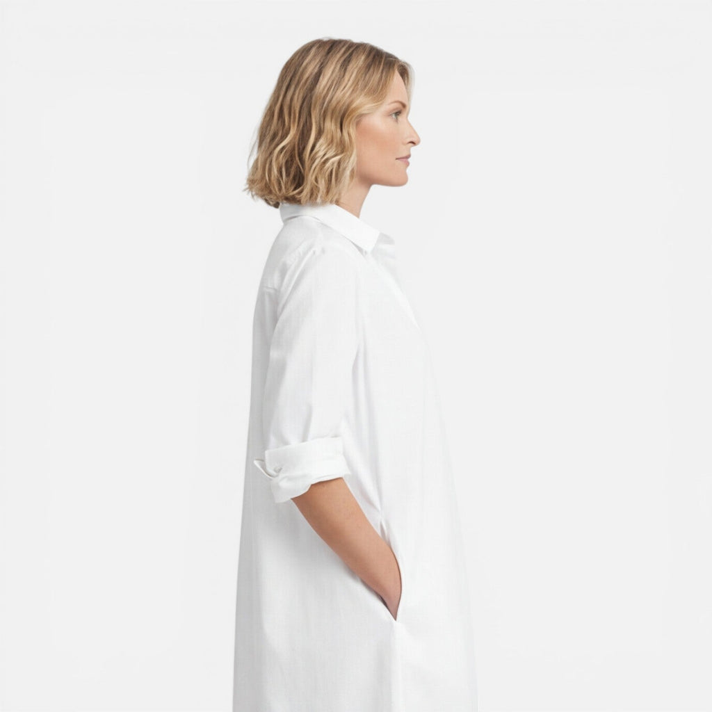 Women's Lightweight Midi Shirt Dress - Comfortable Loose Fit for Casual Wear