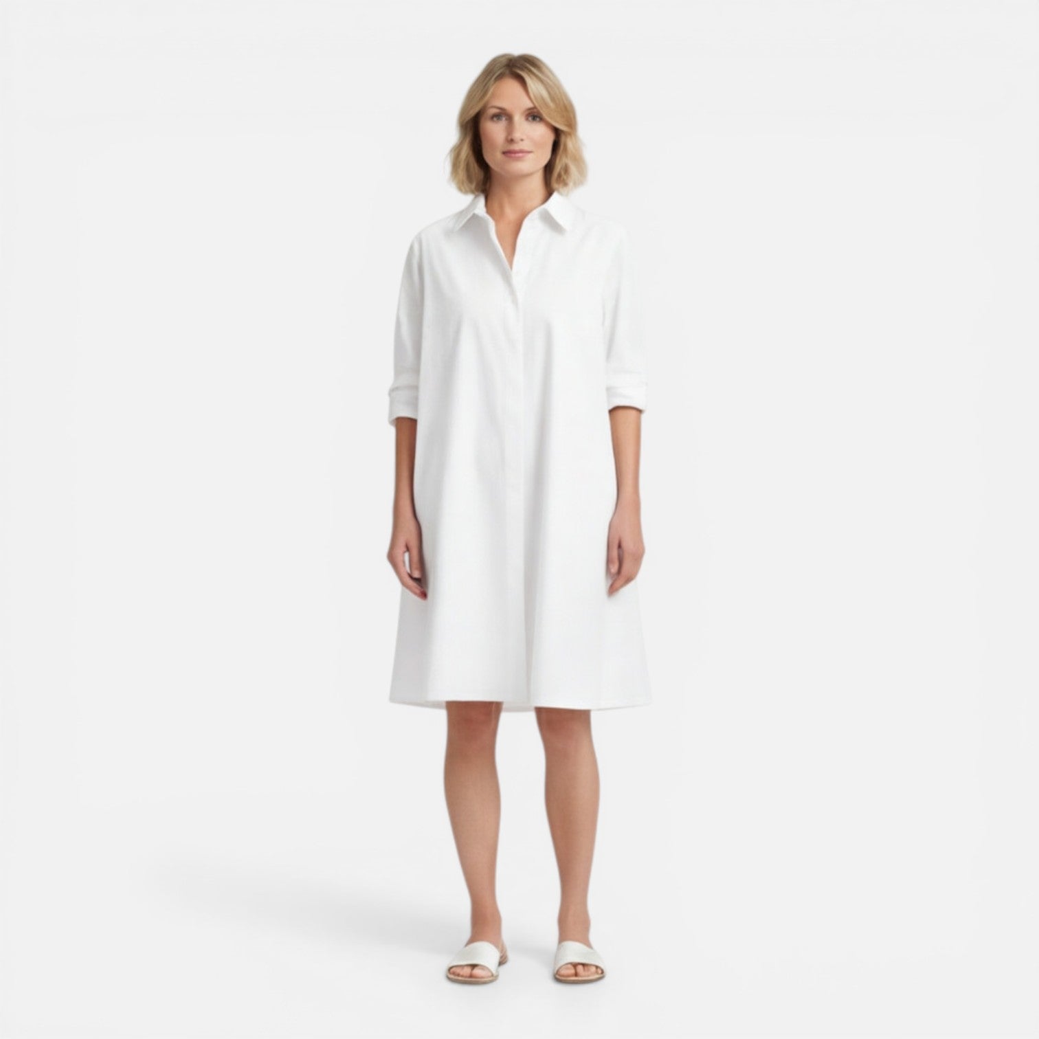 Women's Lightweight Midi Shirt Dress - Comfortable Loose Fit for Casual Wear
