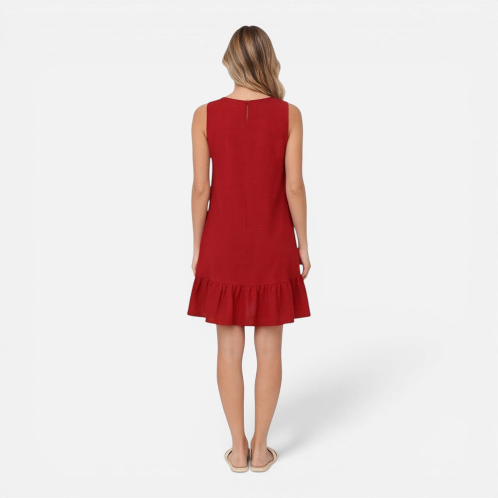 Women's Lightweight Sleeveless A-Line Summer Dress with Ruffle Hem