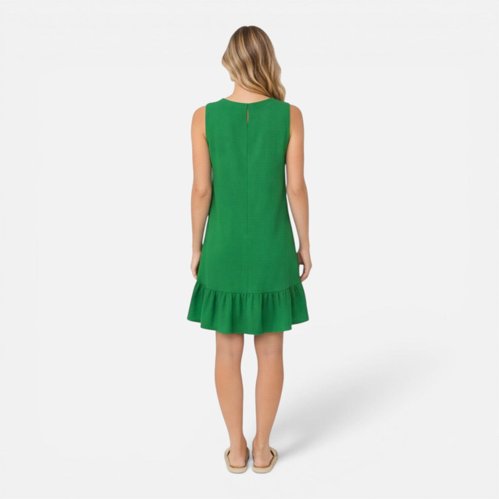 Women's Lightweight Sleeveless A-Line Summer Dress with Ruffle Hem