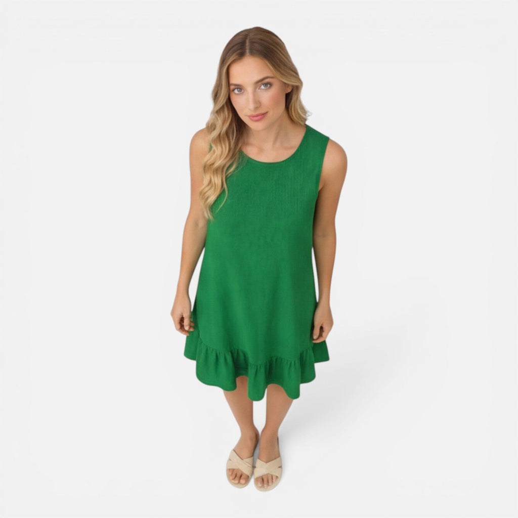 Women's Lightweight Sleeveless A-Line Summer Dress with Ruffle Hem