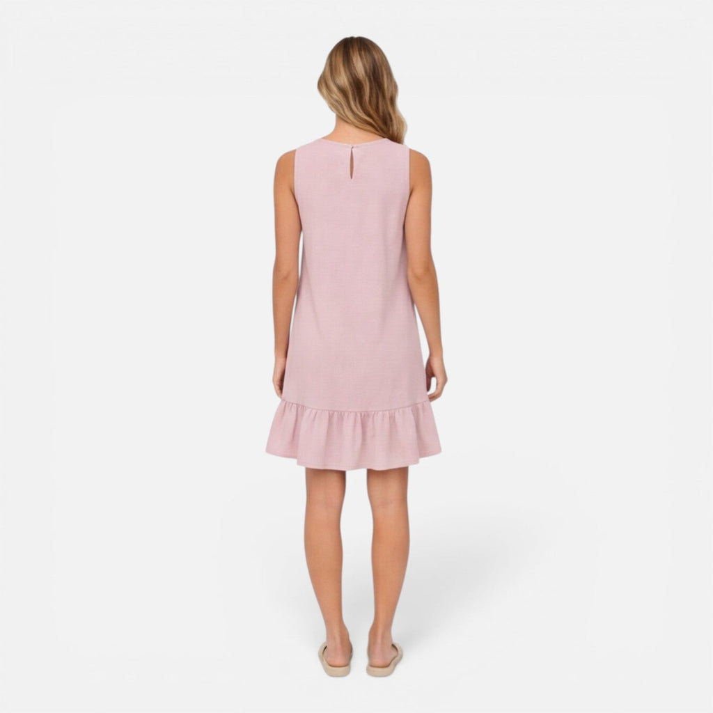 Women's Lightweight Sleeveless A-Line Summer Dress with Ruffle Hem