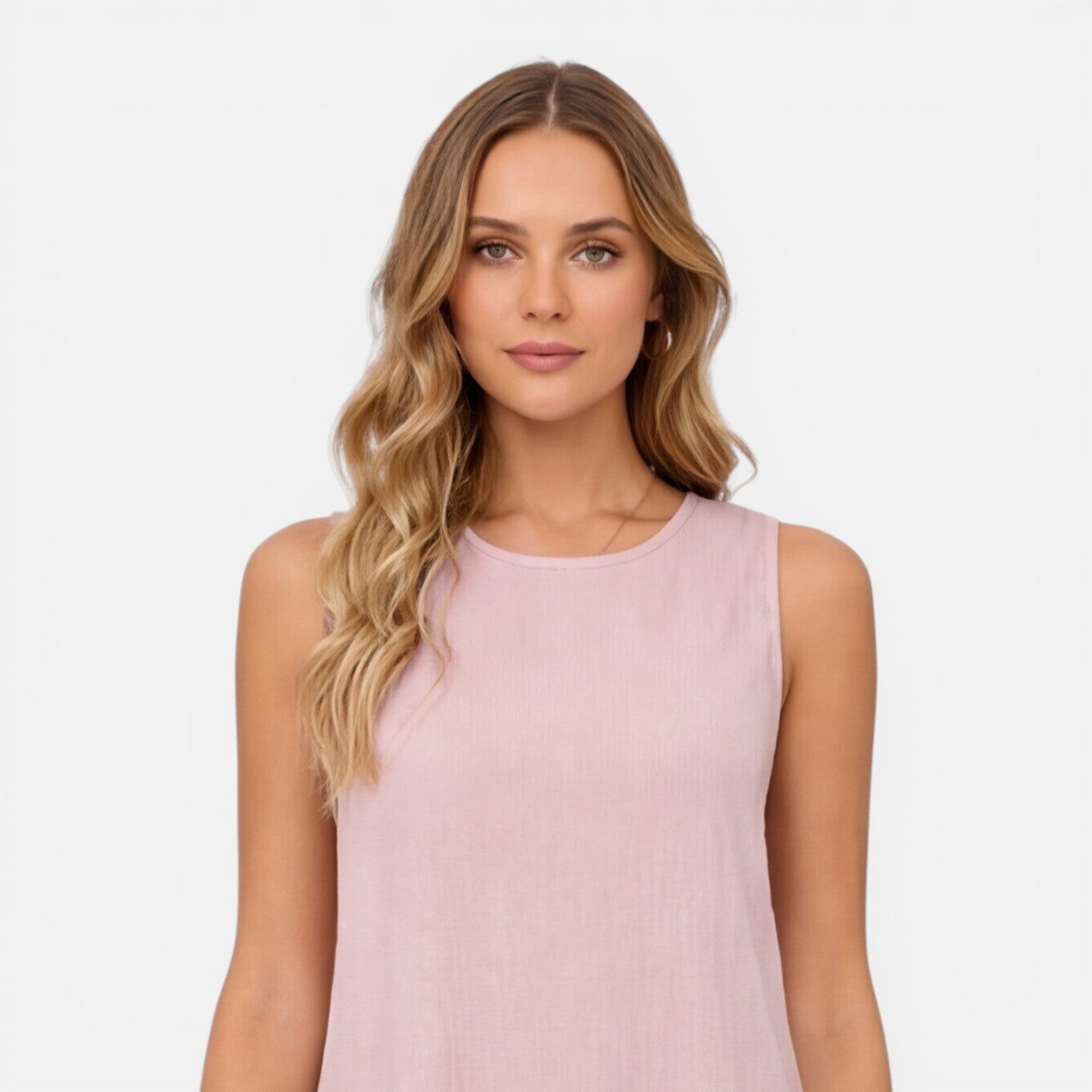 Women's Lightweight Sleeveless A-Line Summer Dress with Ruffle Hem
