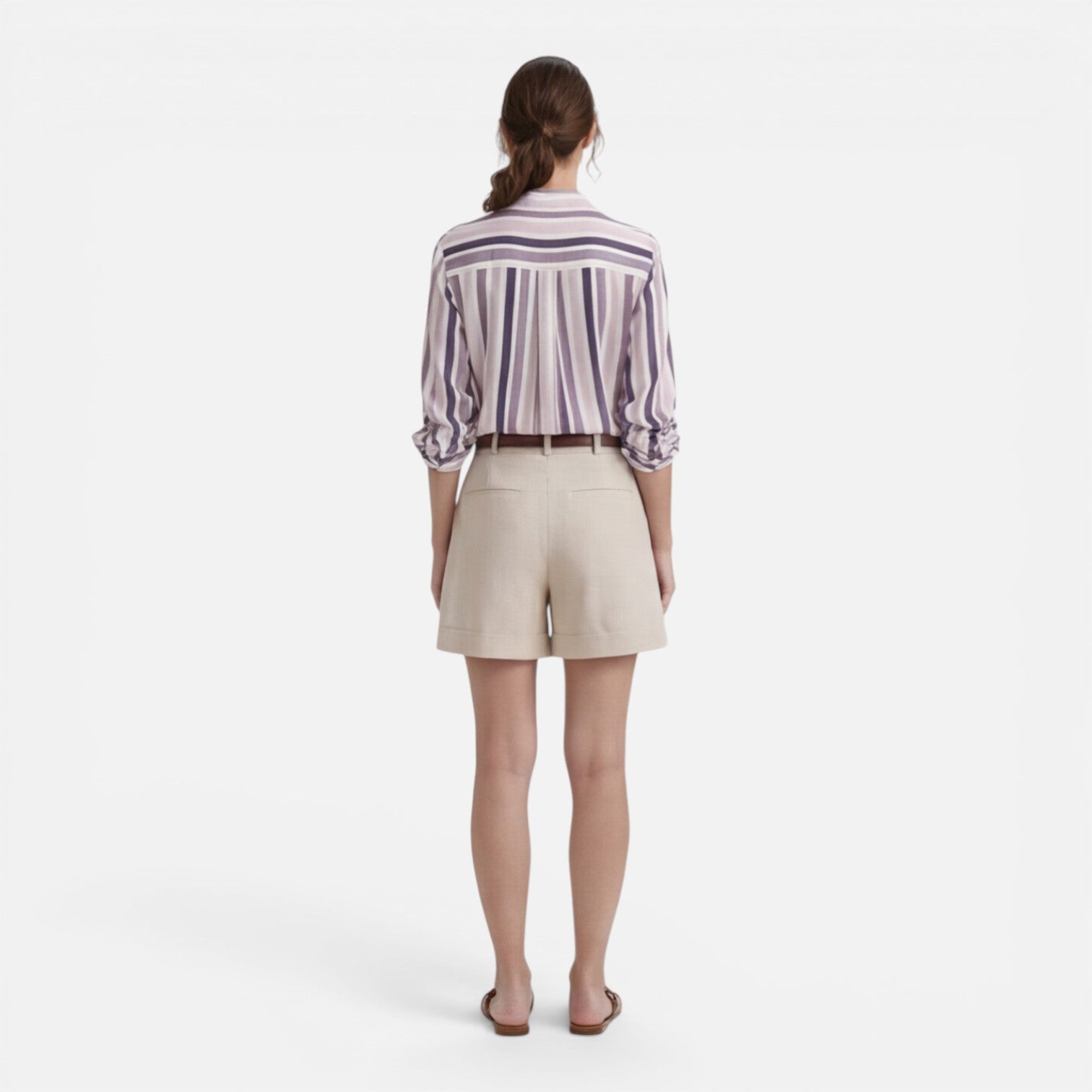 Women's Lightweight Vertical Stripe Summer Blouse - Casual Shirt