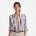 Women's Lightweight Vertical Stripe Summer Blouse - Casual Shirt