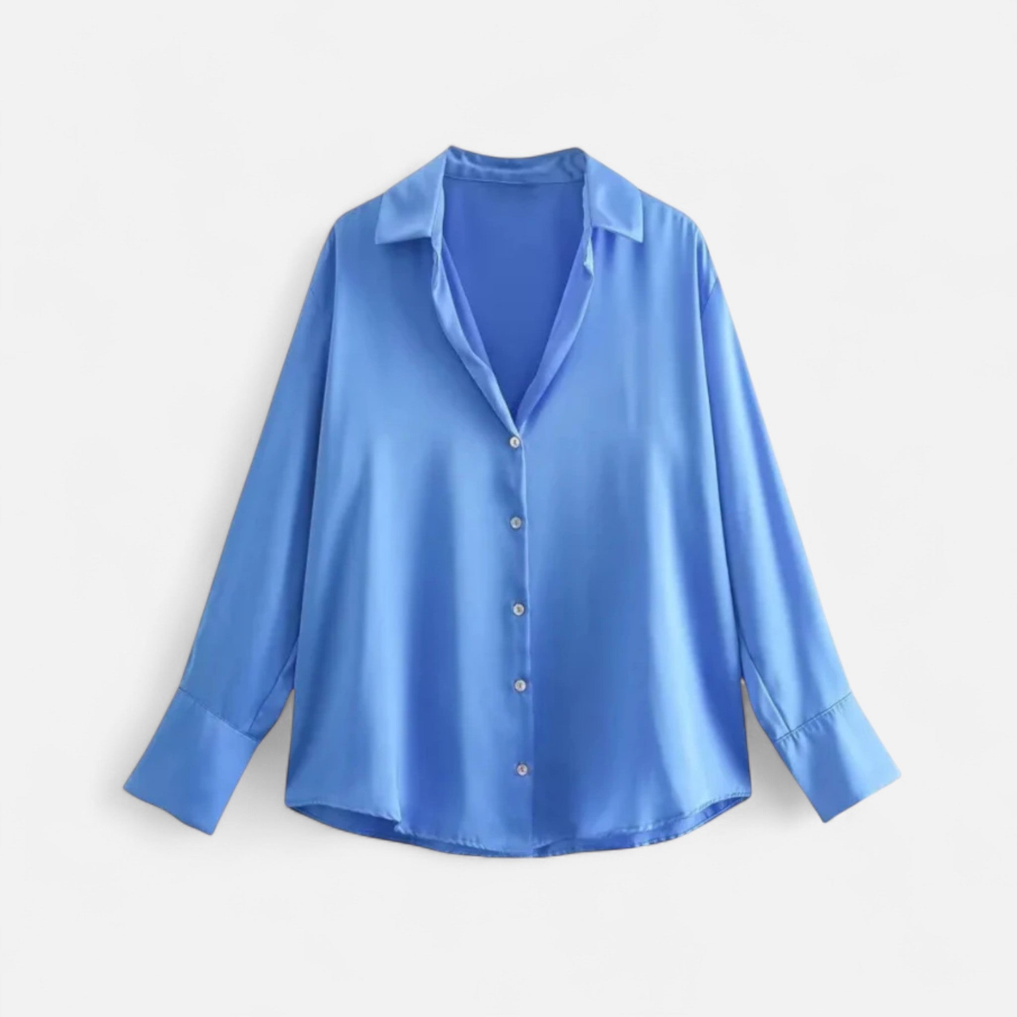 Women's Long Sleeve Button-Front Blouse - Classic Fit for Everyday Wear