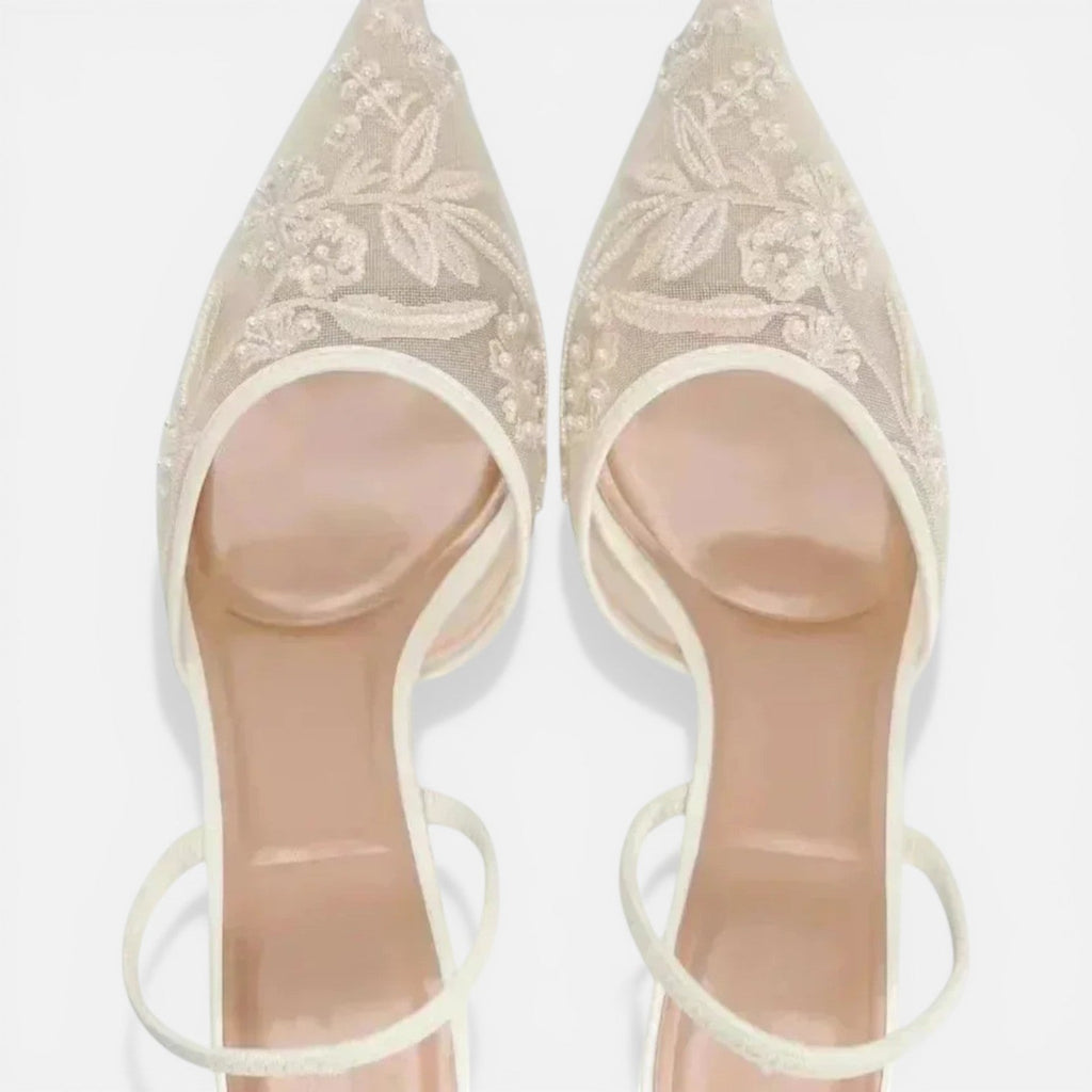 Women's Mesh Embroidered Pointed Ankle Boots for Comfortable Wear