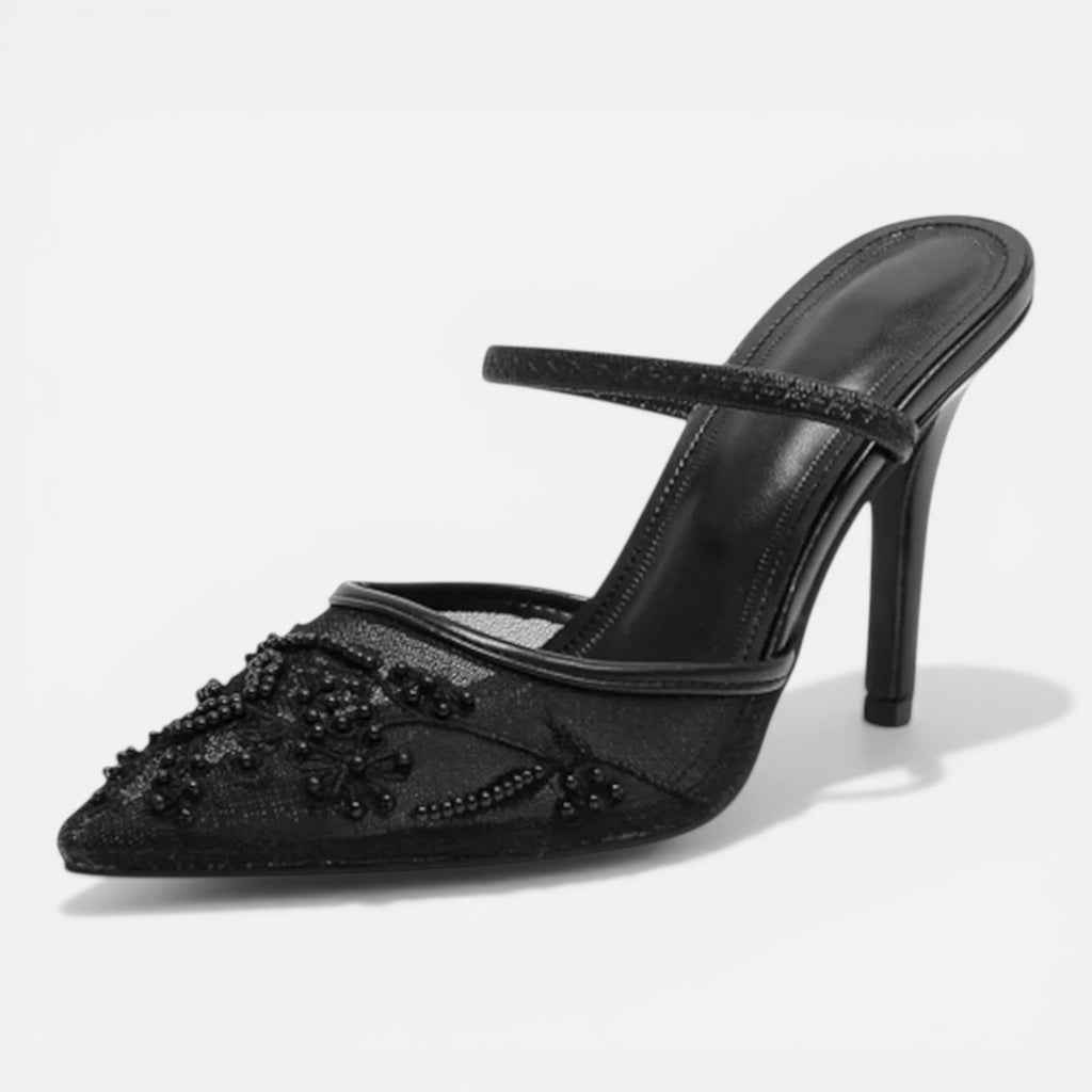 Women's Mesh Embroidered Pointed Ankle Boots for Comfortable Wear