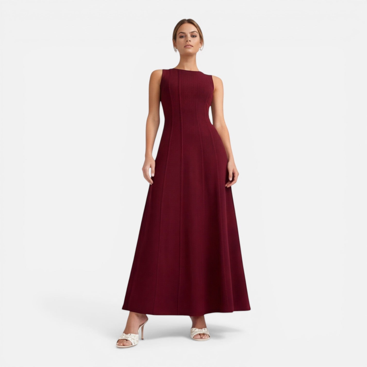 Women's Sleeveless Pleated Maxi Dress | Formal Wedding Guest Attire