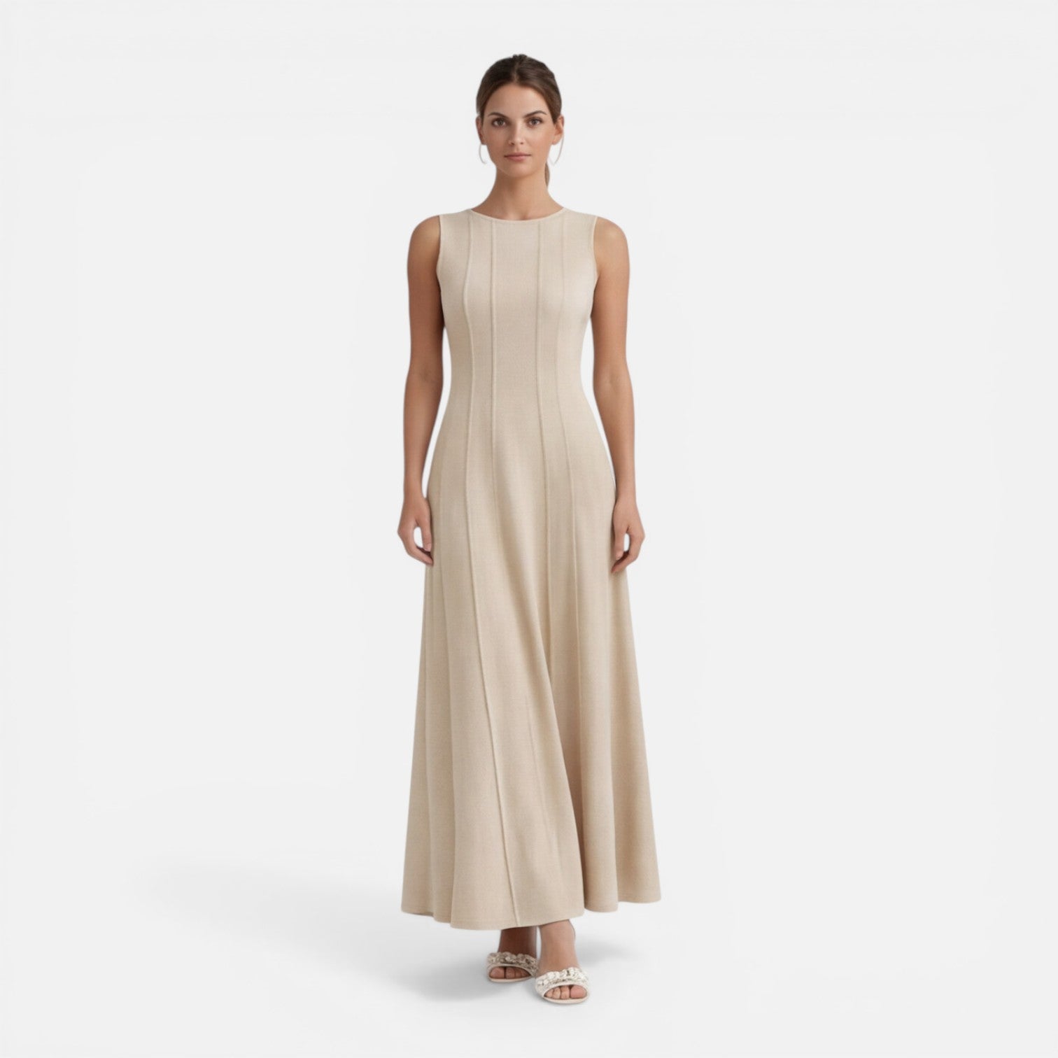 Women's Sleeveless Pleated Maxi Dress | Formal Wedding Guest Attire