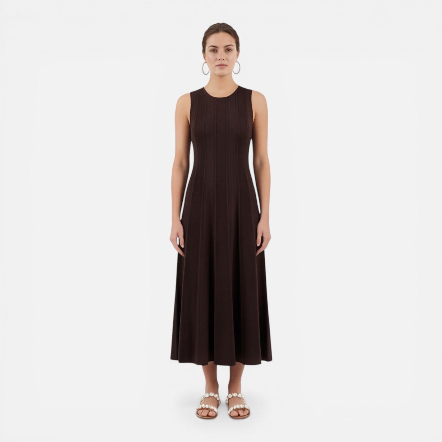 Women's Sleeveless Pleated Maxi Dress | Formal Wedding Guest Attire