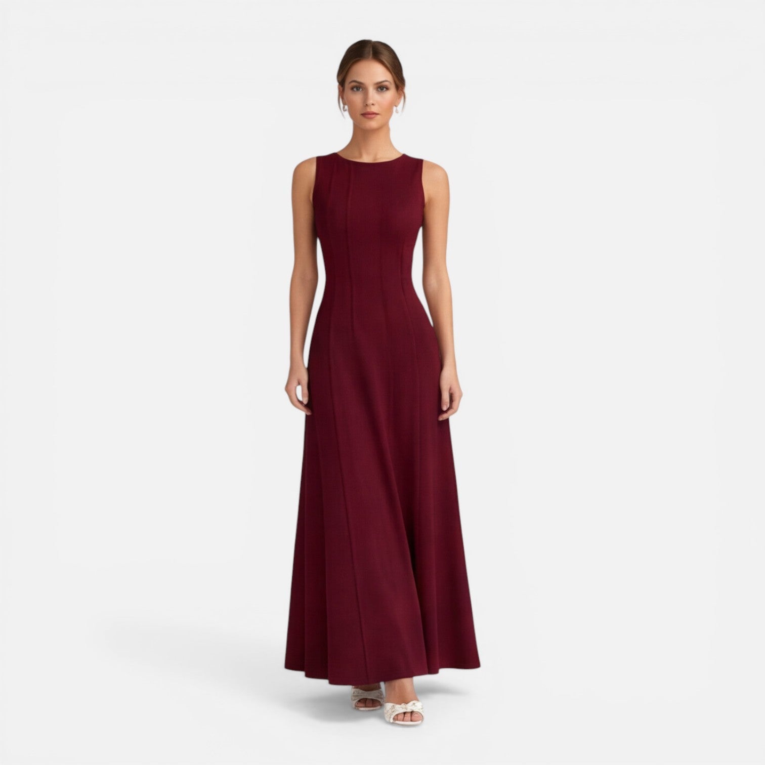 Women's Sleeveless Pleated Maxi Dress | Formal Wedding Guest Attire