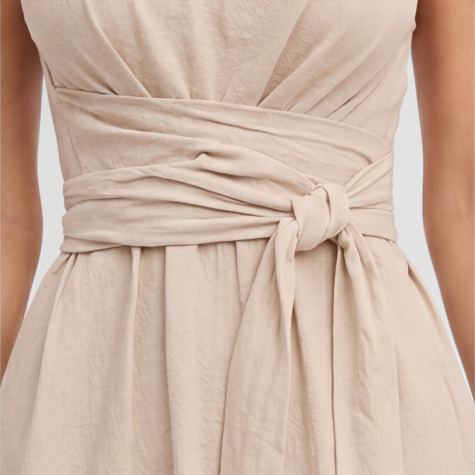 Women's Sleeveless Summer Maxi Dress with Twist Waist - Elegant Casual Wear