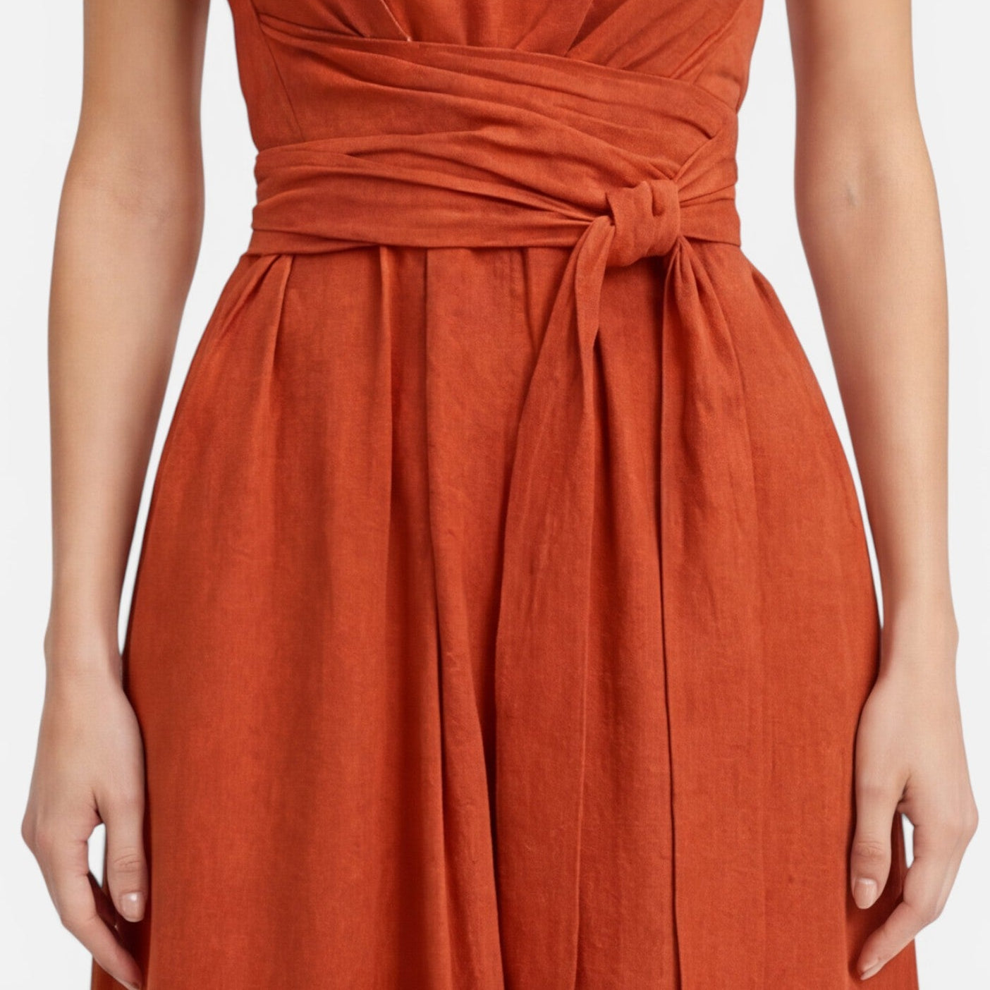 Women's Sleeveless Summer Maxi Dress with Twist Waist - Elegant Casual Wear