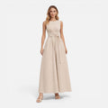 Women's Sleeveless Summer Maxi Dress with Twist Waist - Elegant Casual Wear