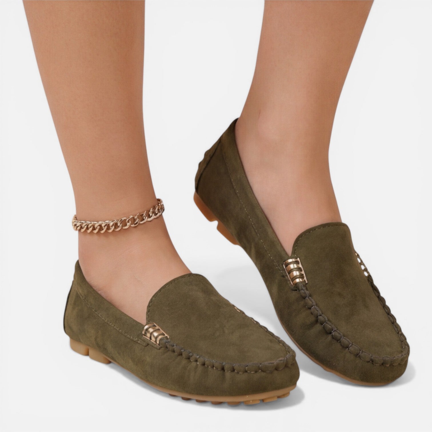 Women's Slip-On Loafers with Metal Detail | Comfortable Classic Flats