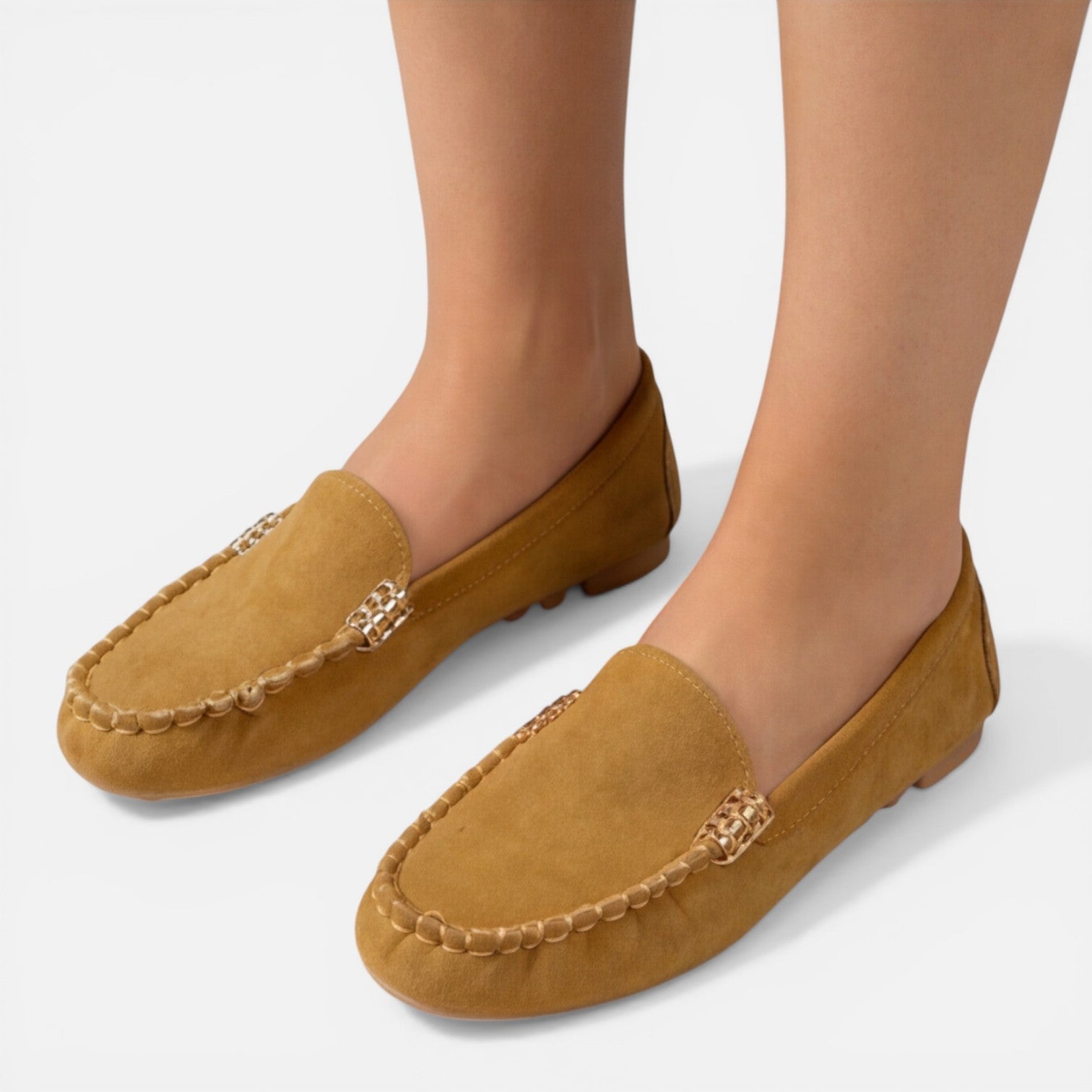 Women's Slip-On Loafers with Metal Detail | Comfortable Classic Flats
