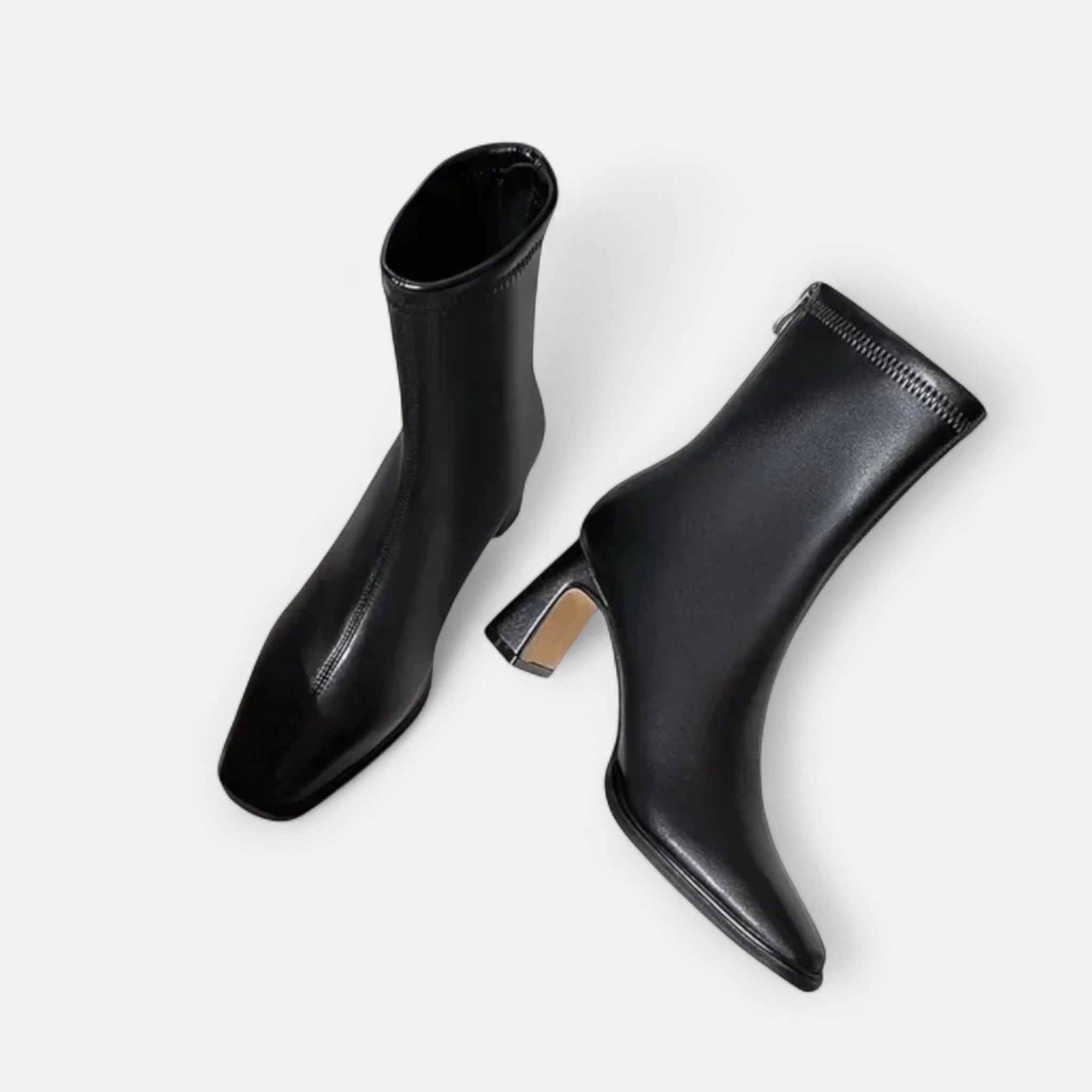 Women's Square Toe Ankle Boots with Block Heel - Classic Style Footwear