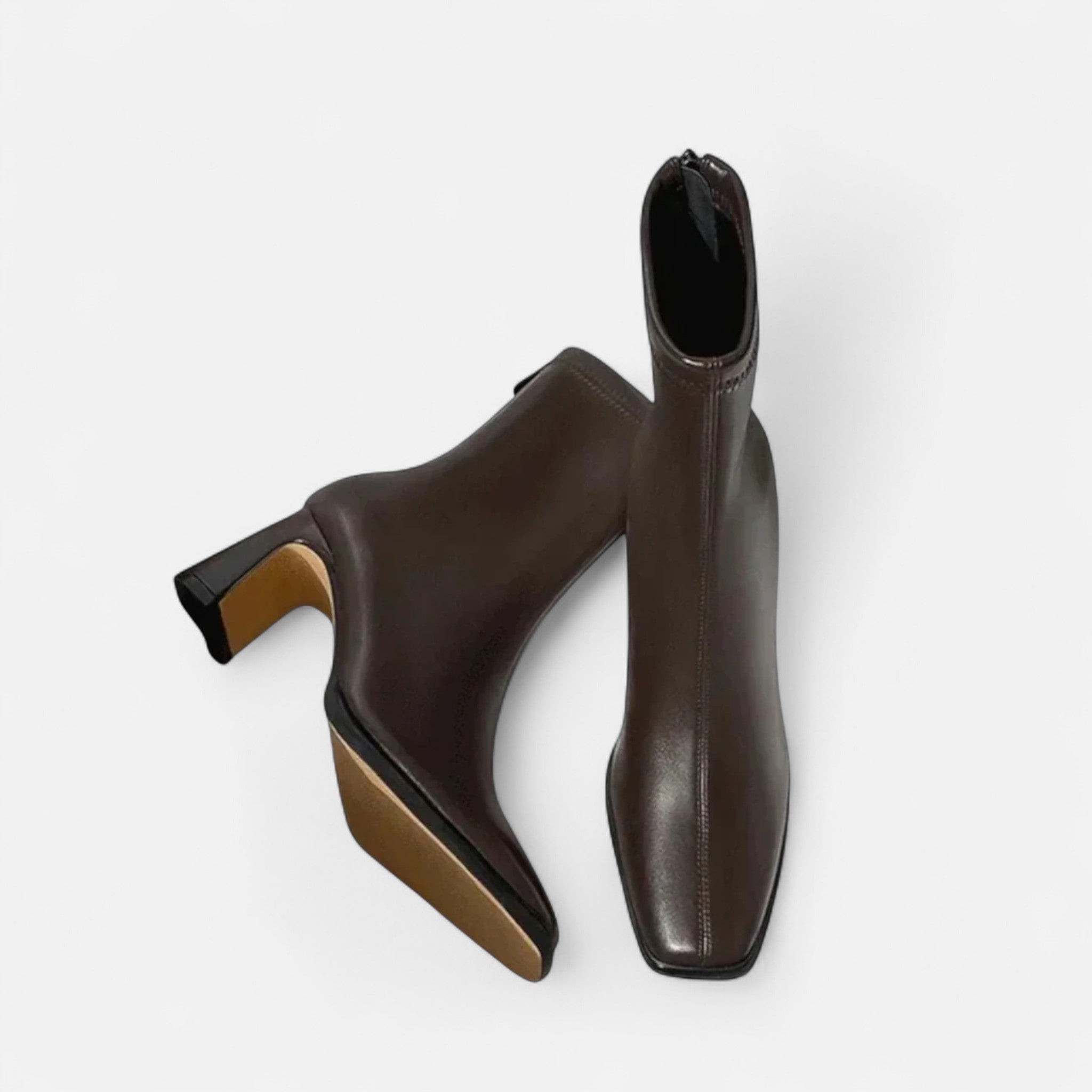 Women's Square Toe Ankle Boots with Block Heel - Classic Style Footwear