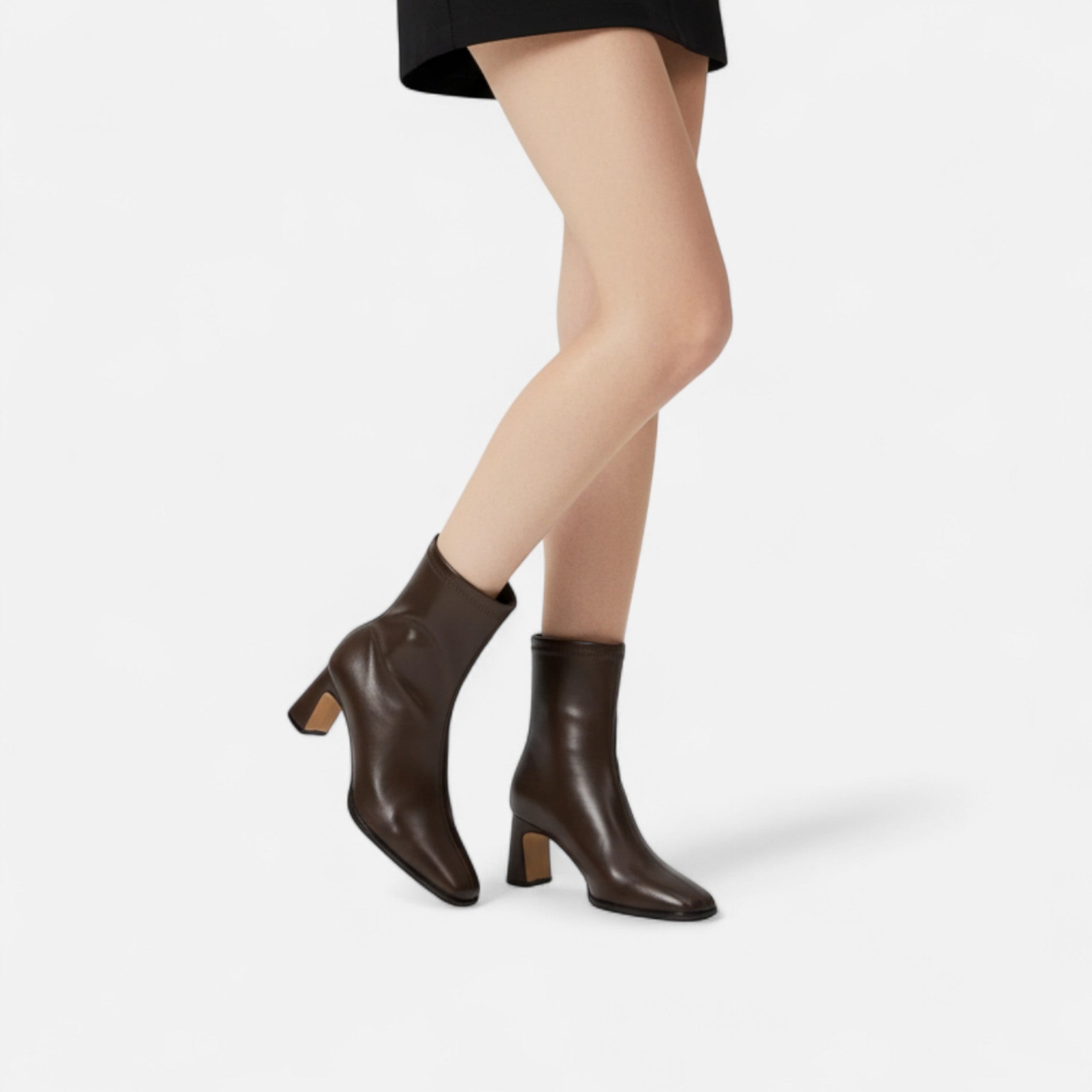 Women's Square Toe Ankle Boots with Block Heel - Classic Style Footwear