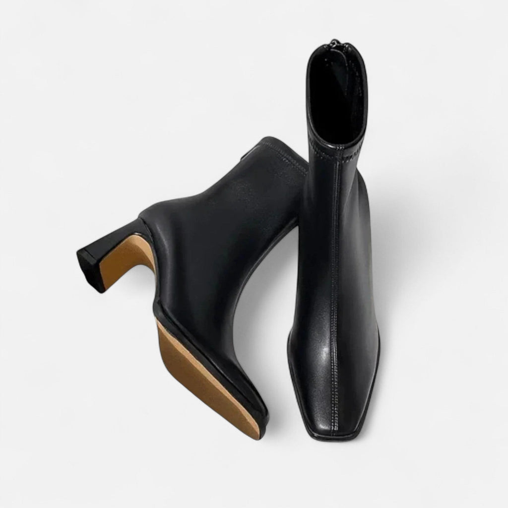 Women's Square Toe Ankle Boots with Block Heel - Classic Style Footwear